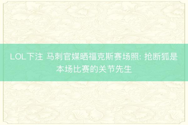 LOL下注 马刺官媒晒福克斯赛场照: 抢断狐是本场比赛的关节先生